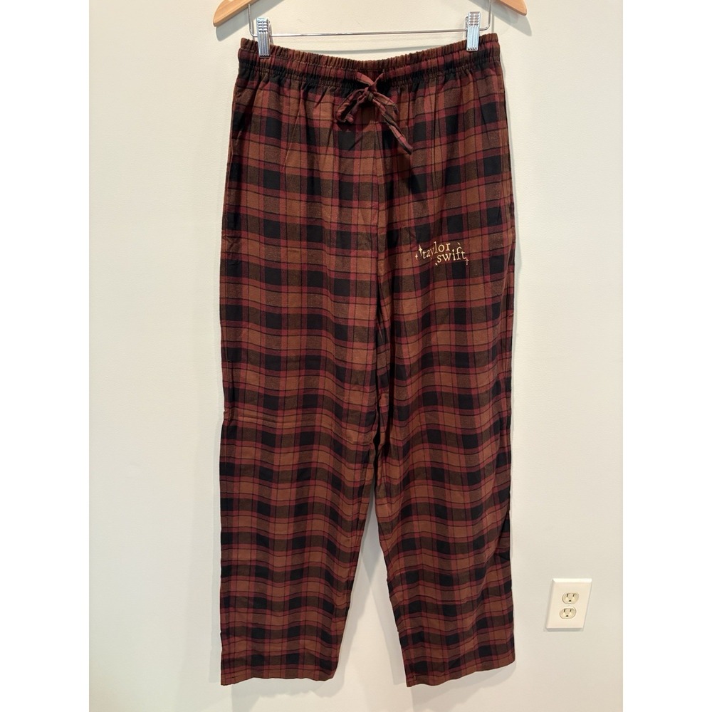 Taylor Swift Evermore Album Plaid Flannel Pajama Set Women Sz L Cotton Lounge - Picture 8 of 11